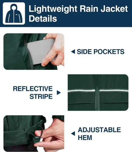 Miniatura 4 de SWISSWELL Chaqueta impermeable para hombre, rompevientos, ligera con capucha para uso diario casual