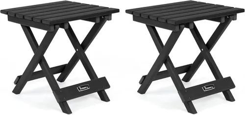 Miniatura 12 de FUNBERRY Mesa auxiliar Adirondack para exteriores, mesas auxiliares de patio de 2 niveles, HDPE para todo tipo de clima para exteriores