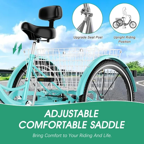 Miniatura 2 de LILYPELLE Adult Tricycle 7 Speed, 3 Wheel Bike Adult, 20/24/26 inch Wheels Cruiser Bikes with Cargo Basket for Seniors, Women, Men