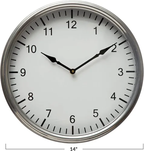 Miniatura 6 de Creative Co-Op Reloj de pared clásico redondo de metal, acabado de níquel antiguo