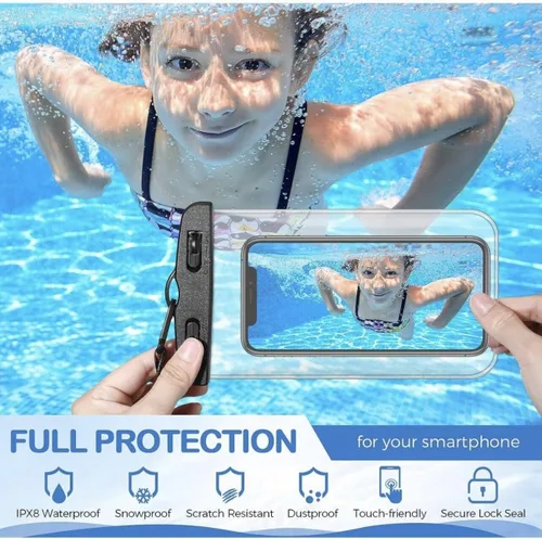 Miniatura 4 de Baiao Bolsa impermeable para teléfono, funda impermeable de 8.3 pulgadas para iPhone 16, 15, 14, 13 Pro Max, IPX8, bolsa seca para teléfono celular