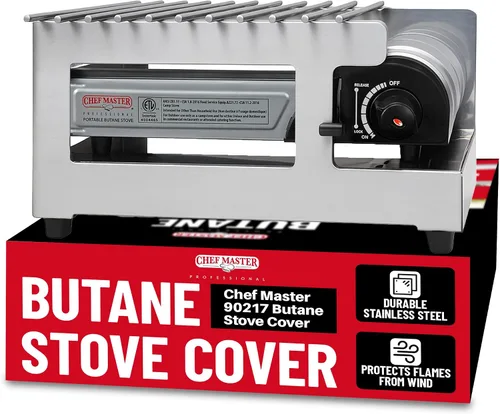 Miniatura 9 de Chef Master Cubierta para Estufa de Butano - Ajuste Universal para Cualquier Tamaño Estándar - Protector de Viento Plegable de Acero Negro Premium
