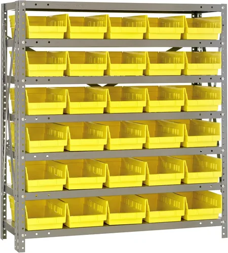 Miniatura 164 de Quantum QSBU-245BK Heavy Duty Shelving Unit with (7) Shelves and (24) QUS245 Black Bins for Garage Warehouse Storage Distribution 400 lb Load