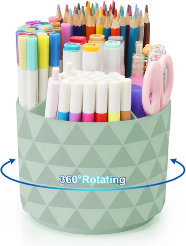 Miniatura 13 de Organizador de escritorio Nuozme, soportes giratorios de 360 grados para bolígrafos y lápices, organizador de bolígrafos con patrón de diamante y 5