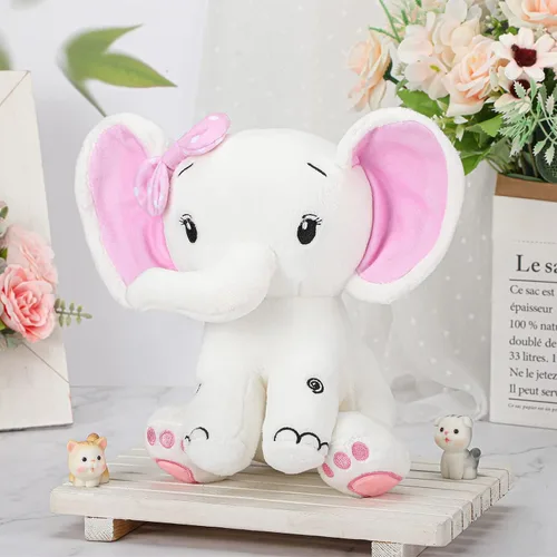 Miniatura 5 de Zomiboo 3 piezas de elefante de peluche de 8 pulgadas, elefante de peluche, regalo para decoración de cama de bebé, niña y niño (estilo lindo)