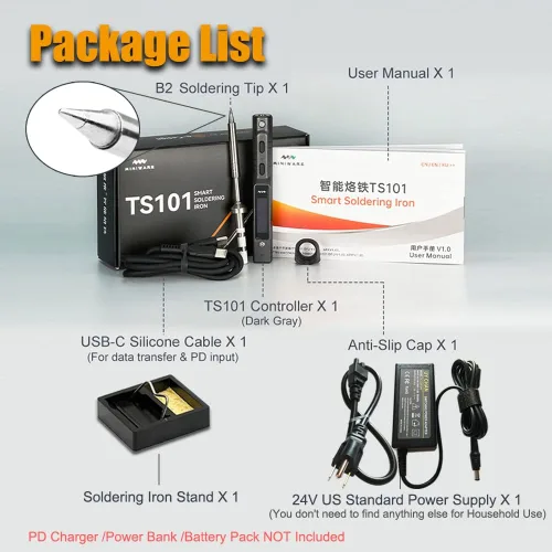Miniatura 6 de Kit de estación de soldador original TS101 de UY CHAN, actualizado de TS100, DC 65W, PD 45W, mini soldador eléctrico portátil inteligente