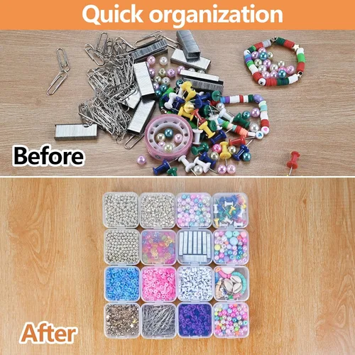 Miniatura 3 de Mathtoxyz Caja organizadora de 36 piezas, organizadores pequeños y contenedores de almacenamiento, soporte rectangular, fundas de plástico