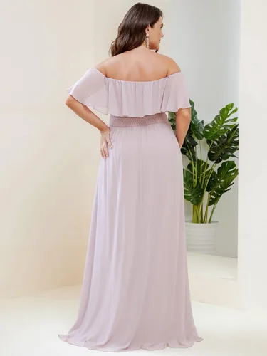 Miniatura 2 de Ever-Pretty Vestido formal de gasa con hombros descubiertos y mangas con volantes y abertura lateral para mujer 0968-PZUSA