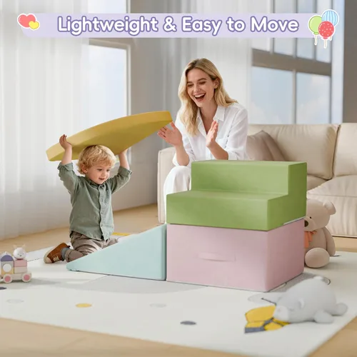 Miniatura 4 de Bloques de escalada de espuma de 4 piezas para niños pequeños, gimnasio de escalada para bebés con espuma de ultra alta densidad para gatear
