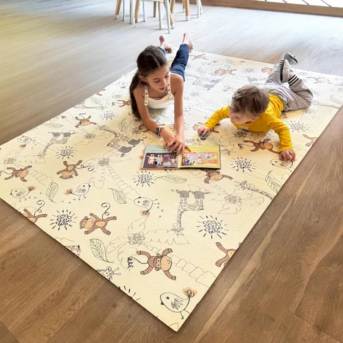 Miotetto Alfombra plegable de juego para bebé, 78 x 59 pulgadas, no tóxico, reversible, impermeable, portátil para el suelo, tapete de espuma para
