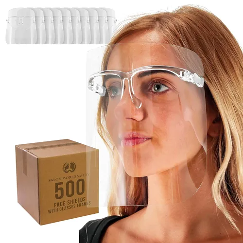 Miniatura 10 de TCP Global Salon World - Protectores faciales completos con marcos de gafas (paquete de 10), ultra transparentes para proteger los ojos, la nariz