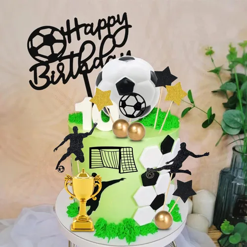 Miniatura 5 de 29 piezas de decoración de pastel de fútbol de cumpleaños decoración de pastel de fútbol jugador de pelota deportiva decoración de pasteles