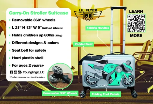 Miniatura 9 de Younglingz LIL FLYER GO 21" - Maleta de mano para niños, Motocicleta verde V2