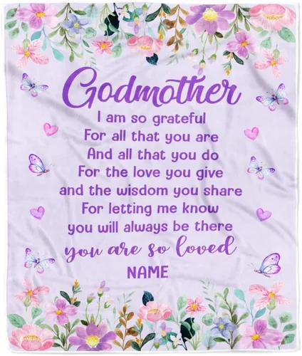 Miniatura 13 de Manta personalizada con texto en inglés «To My Godmother from Goddaughter Godson Thank You for Being My Godmother», para Día de la Madre