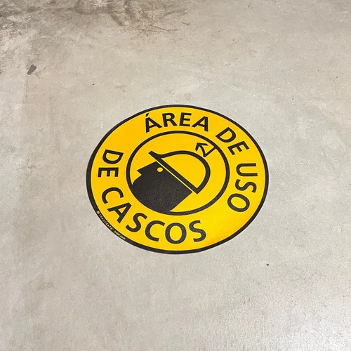 Miniatura 6 de TRADESAFE Adhesivo antideslizante para el suelo del área del casco español – Señal de precaución del Área de USO De Cascos, letrero de vinilo