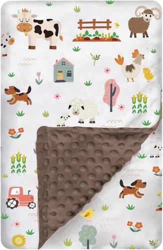 Miniatura 7 de Manta de Felpa Suave Minky para Niños y Niñas - Doble Capa con Respaldo Punteado, de Recién Nacido a Niño Pequeño - Regalos para Baby Shower