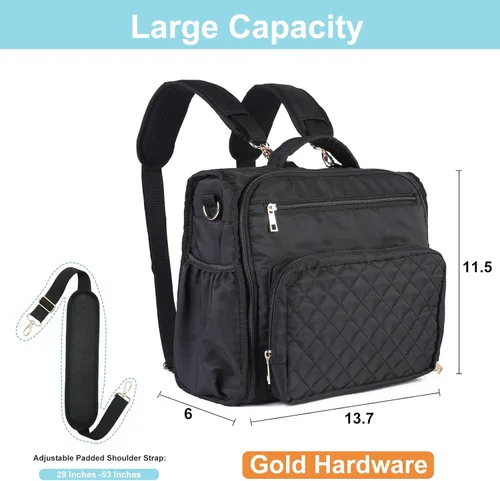 Miniatura 3 de Clearworld Mochila para pañales – Bolsas de pañales acolchadas de viaje para bebé niña y niño, bolsa cambiadora convertible para bebé, bolsillos