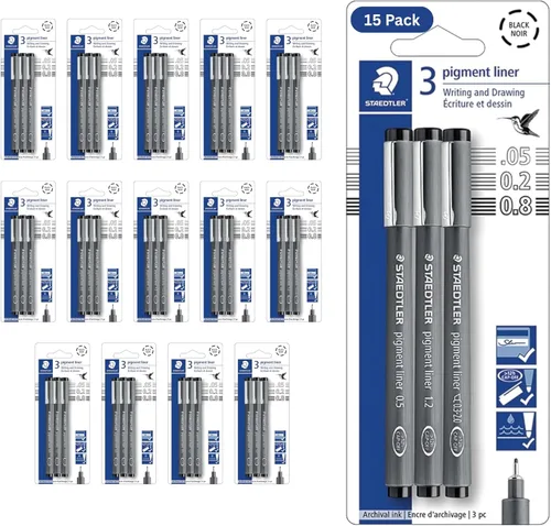 Miniatura 10 de Staedtler Delineador de Pigmentos, Pluma Delineadora para Dibujo, Bocetos, Diario, 0.05mm (0.002 in), Negro, Caja de 5 Plumas, 308 0059M
