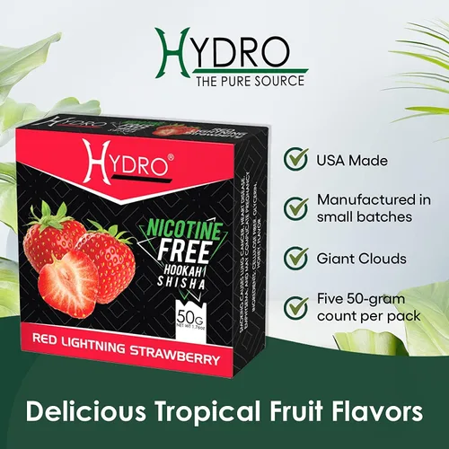Miniatura 4 de Hydro Paquete de sabores de hookah - Sin tabaco y sin nicotina Shisha, Arándano, Fresa, Mango - Natural, duradero, sabor suave, paquetes de 50