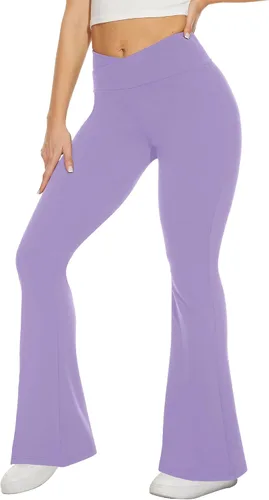 Miniatura 112 de TNNZEET Leggings acampanados negros para mujer, pantalones de yoga cruzados con bolsillos, corte de bota, leggings acampanados