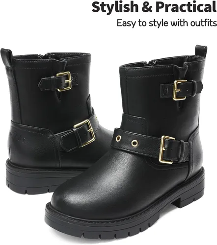Miniatura 4 de DREAM PAIRS Botines impermeables con cremallera lateral para niñas pequeñas y grandes