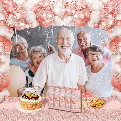 Miniatura 6 de 24 cajas de abrebotellas de cumpleaños número 60 con temática de oro rosa, favorecidas para regalos de fiesta de boda dorada número 60, recuerdos
