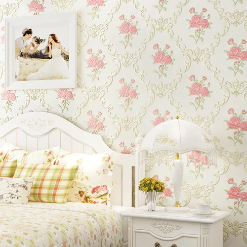 Miniatura 4 de Papel tapiz vintage en relieve 3D con diseño floral para despegar y pegar, rosa rosado, papel de pared de flores, pegar y despegar, papel