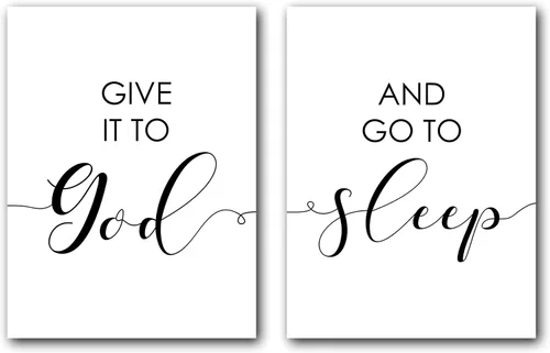 Give it To God and Go To Sleep 11 x 14 Inch print Minimalist Art Typography Art Bedroom Wall Art Romantic Gift Home Wall Art Poster