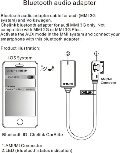Miniatura 8 de AMI - Adaptador de audio Bluetooth para Audi MDI MMI 3G, adaptador Bluetooth 5.0 compatible con Bluetooth Kit de coche para VW Audi Q5 A5 A7 R7 S5