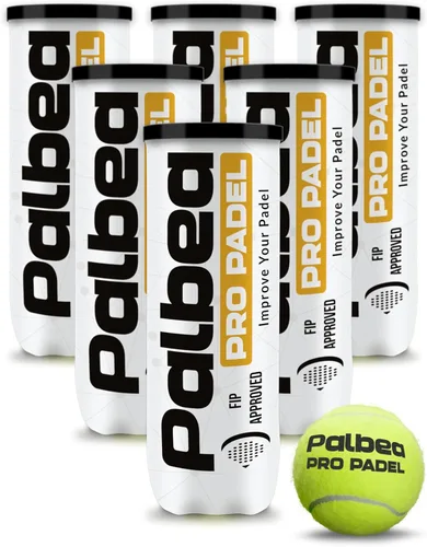 Palbea PRO Padel Balls. 6/12/24 Tubes of 3 Padel Tennis Balls FIP Approved. Paddle Balls Made of HV Felt for Training and Tournament. Suitable for
