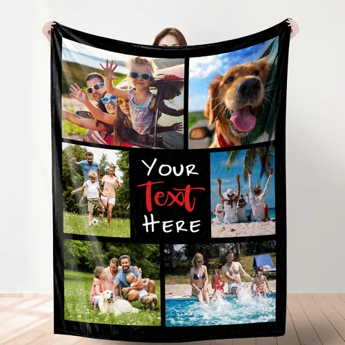 Miniatura 5 de YESCUSTOM Manta de fotos personalizada con 10 textos de fotos, fabricada en Estados Unidos, regalo para familiares, amigos, amantes para cumpleaños