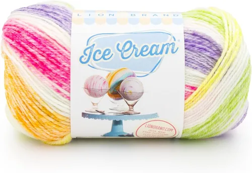 Miniatura 40 de Lion Brand Yarn, Hilo para Bebé Ice Cream para tejer, ganchillo y manualidades, Baseball Nut, 1 paquete, fibra acrílica colorida de peso DK