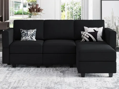 Miniatura 17 de Belffin Módulo de Almacenamiento con Otomana para Sofá Seccional Modular Asiento Cuadrado Cubo de Terciopelo Azul