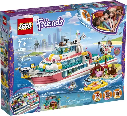 Miniatura 4 de LEGO Friends Rescue Mission Boat 41381 Kit de construcción de barco de juguete con mini muñecas y criaturas marinas de juguete, juego de rescate