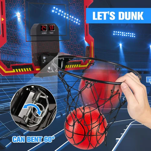 Miniatura 7 de Basketball Hoop Indoor for Kids(4-12 Years Old), Over The Door Basketball Hoop with Scoring, Countdown and Music Accompaniment, Christmas Toys