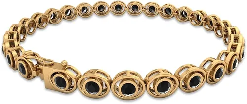 Miniatura 3 de Juego de bisel de 2 quilates pulsera unisex con forma redonda de ónix negro calidad AAA oro sólido de 14 quilates