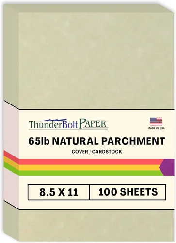 Miniatura 11 de 25 hojas de papel de cubierta de pergamino natural de 65 libras de 8.5 x 11 pulgadas, hojas de colores con peso de cartulina de 8.5 x 11 pulgadas