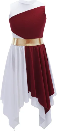 Miniatura 62 de CHICTRY Vestido de baile lírico sin mangas asimétrico para niñas, disfraz de adoración litúrgica contemporánea