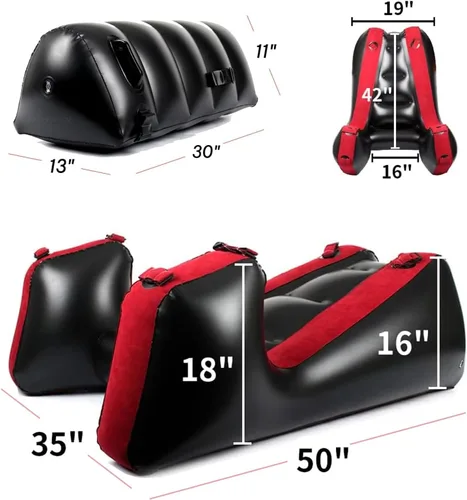 Miniatura 2 de Sofá cama inflable con cojín de almohada, sillón portátil, relajación Cojín Rojo