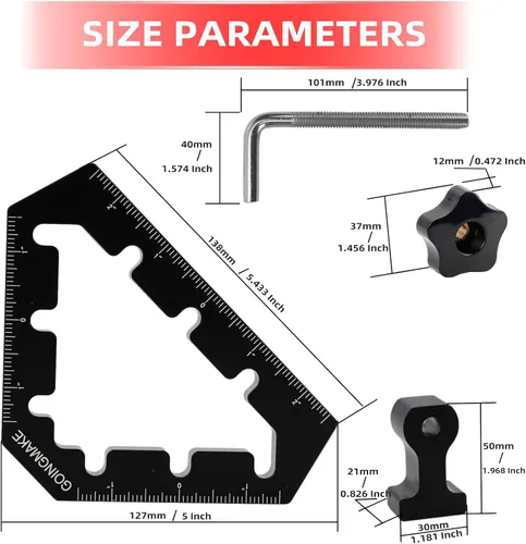 Miniatura 2 de GOINGMAKE Abrazaderas de esquina para herramientas de carpintería, abrazaderas de 45 y 90 grados, cuadrados de posicionamiento de aleación