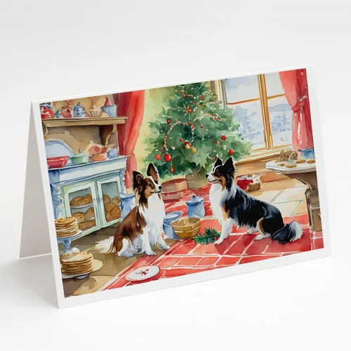 Miniatura 142 de Caroline's Treasures DAC3884GCA7P Paquete de 8 tarjetas en blanco de Navidad con galletas de husky siberiano Tarjetas de felicitación con sobres