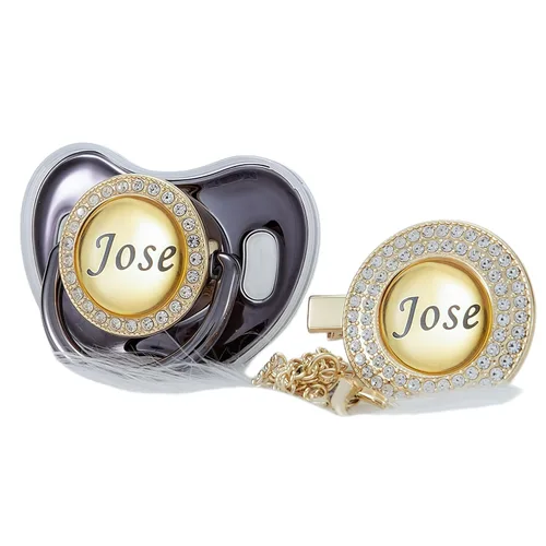 Miniatura 9 de Juego de Chupete y Clip con Nombre Personalizado Brillante - Binky Personalizado para Baby Shower, Recuerdo de Recién Nacido para Fotos Dorado