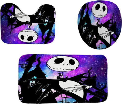 Miniatura 4 de Juego de 4 cortinas de ducha de Navidad para niños, decoración de Halloween con 12 ganchos de cortina para baño, impermeable, 71 x 71 pulgadas (D13)