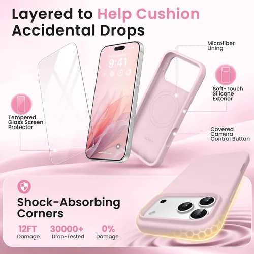 Miniatura 415 de GONEZ Funda de silicona para iPhone 15 Pro Max, compatible con Magsafe, protector de cámara + protector de pantalla, forro de microfibra suave