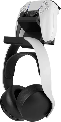 Linkidea Soporte para auriculares y controlador para videojuegos, controlador de gamepad dual y colgador de auriculares para PS5, PS4, Xbox One,