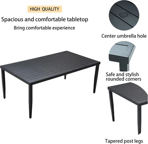 Miniatura 4 de LUMISOL Juego de mesa de comedor para exteriores de 7 piezas, juego de muebles de aluminio para patio con 4 sillas de comedor y 2 sillas giratorias