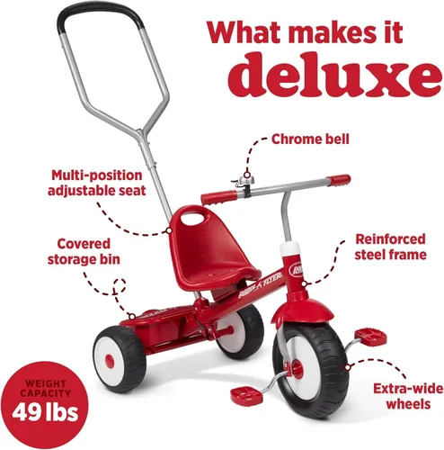 Miniatura 3 de Radio Flyer Deluxe Steer & Stroll Trike, Sencillo, Rosado