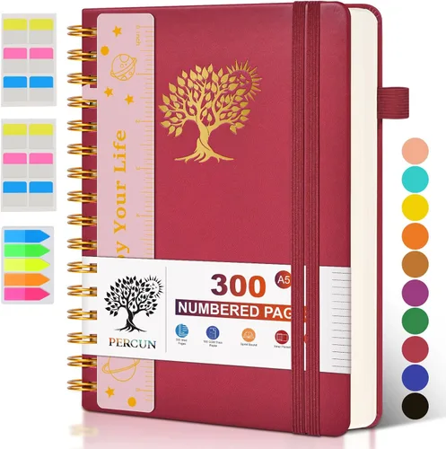 Miniatura 28 de Cuaderno grande en espiral para mujeres y hombres, 300 páginas rayadas numeradas, con rayas universitarias, cuaderno encuadernado en espiral de tapa