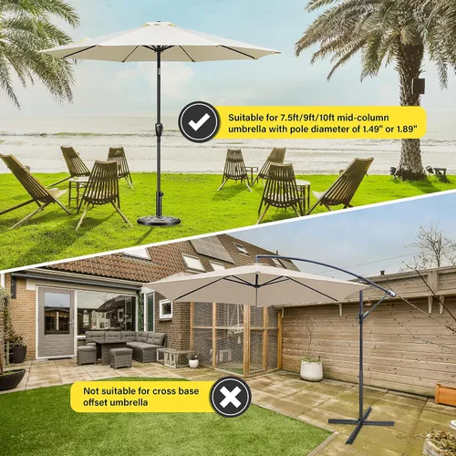 Miniatura 7 de YSSOA Base de sombrilla de mercado de 24.2 libras de 17.72 pulgadas, soporte redondo resistente para patio al aire libre, terraza, césped, jardín