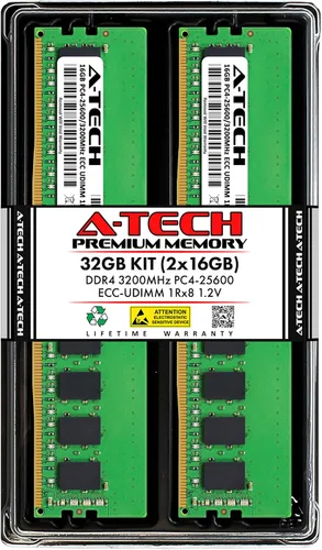 Miniatura 12 de A-Tech Servidor 4GB DDR4 2133MHz PC4-17000 ECC UDIMM 1Rx8 Rango único 1.2V ECC sin búfer DIMM 288-Pin Server & Workstation RAM módulo